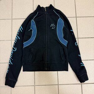 Harley Davidson Y2K Blue Embroidered Zip Up Track Jacket Womens Size S